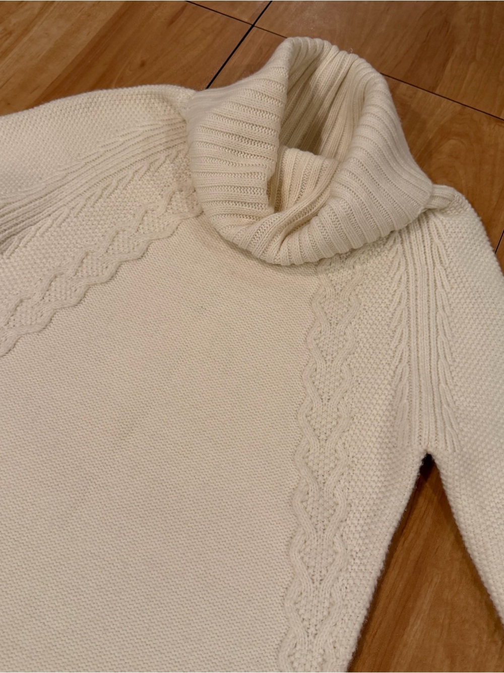 Eliza J Cream Cable Knit Turtleneck Sweater Dress Small - Picture 4 of 5